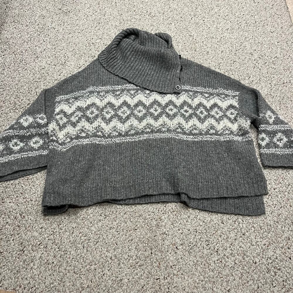 Free People Ragnar Fair Isle Sweater L Cowl Neck Winter Cozy Holiday Casual